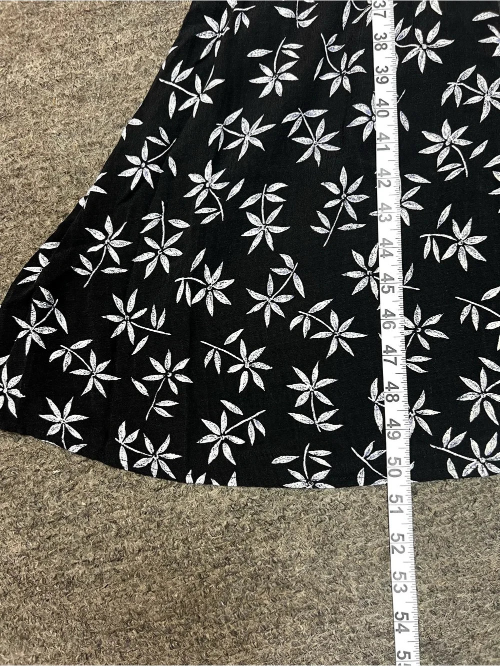 Vintage Maureen Benun Black White Floral Maxi Long Dress Size M USA Boho FLAW